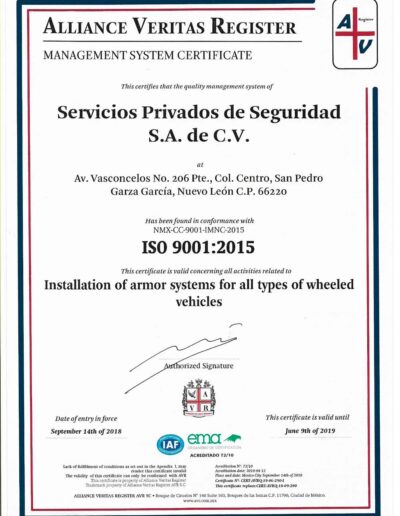 Certificación ISO Armor